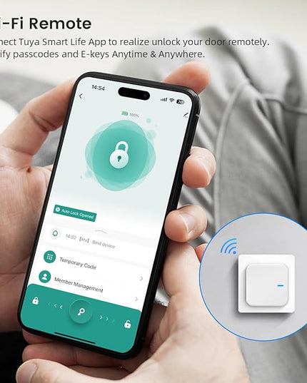 Wi-Fi Gateway for Tuya Smart Door Lock, Wi-Fi Bridge for Bluetooth Lock Remotely Control with Tuya/SmartLife App, Gateway Smart Hub Remote Control for Door Locks MakeYourHomeMoreElegantAndSafer