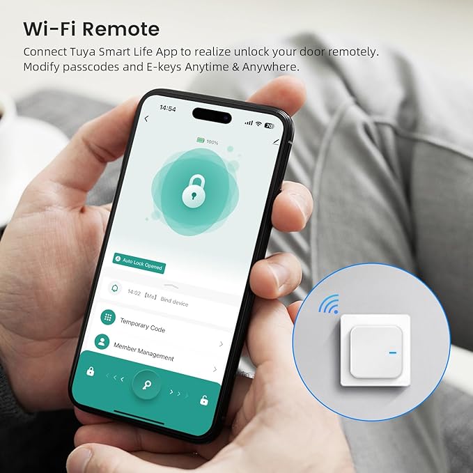 Wi-Fi Gateway for Tuya Smart Door Lock, Wi-Fi Bridge for Bluetooth Lock Remotely Control with Tuya/SmartLife App, Gateway Smart Hub Remote Control for Door Locks MakeYourHomeMoreElegantAndSafer