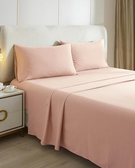 HighBuy Blush Pink Full Size Sheet Set Extra Soft Deep Pocket Sheets Set,4 Piece Bed Sheets Set Fit 16 Mattress,Wrinkle,Fade,Stain Resistant Cooling Bed Sheets,Fitted Sheets,Pillowcases Set - LeafyLoom
