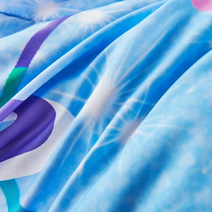 URBONUR 6Pcs Twin Comforter Set for Girls Pastel Purple Blue Mermaid Printed Bedding Set for Girls Bedroom, Soft All Season Bed in a Bag Comforter with Sheet Set, Twin Size - LeafyLoom
