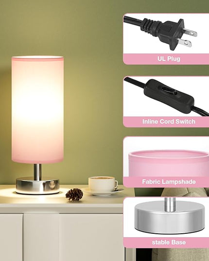 Small Table Lamp for Bedroom - Bedside Lamps for Night Stands, Minimalist Nightstand Light Lamp, Desk Lamps for Reading Room, Kids Room, Living Room, Office, Dorm - LeafyLoom