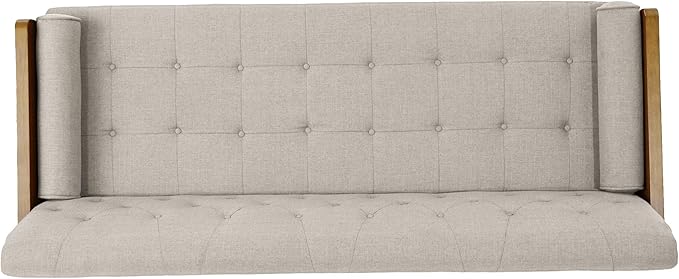 Christopher Knight Home Aidan Mid Century Modern Tufted Fabric Sofa, Beige - LeafyLoom