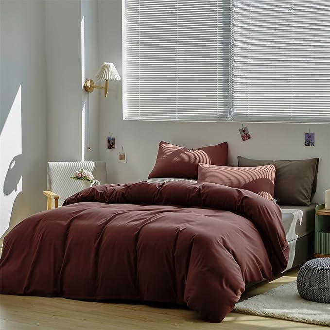 Brick Red Comforter Set Full Clay Rust Red Color Bedding Set 3 Pieces Solid Color Women Rust Red Blanket Set Solid Brick Red Comforter Set Full Size Breathable Soft Bed Comforter Set - LeafyLoom