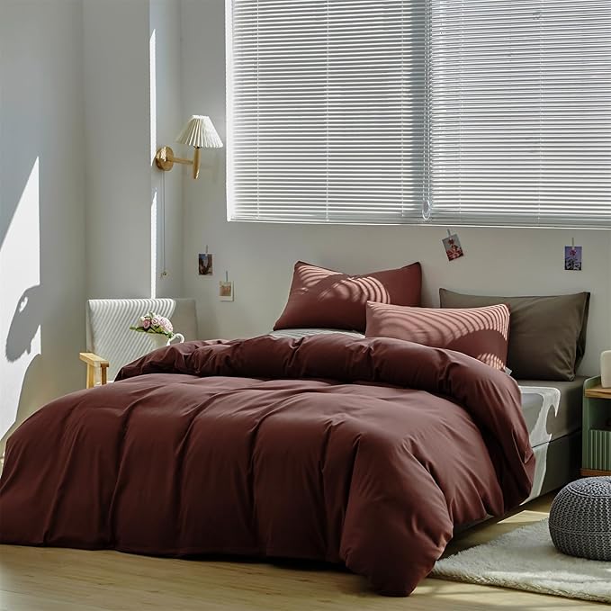 Brick Red Comforter Set King Clay Red Color Bedding Set 3 Pieces Solid Color Women Blanket Set Solid Brick Red Comforter Set King Dark Red Blanket Set Girls Comforter Set - LeafyLoom