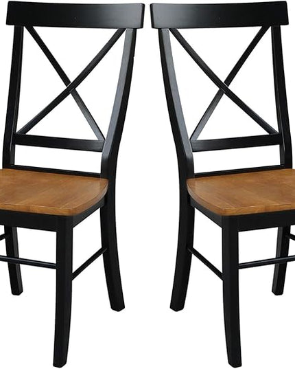 International Concepts X- Back Chair with Solid Wood Seat, Black/Cherry - LeafyLoom