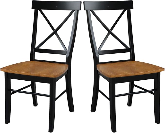 International Concepts X- Back Chair with Solid Wood Seat, Black/Cherry - LeafyLoom