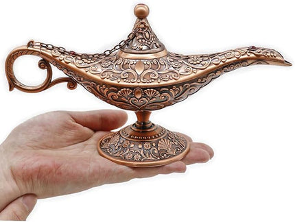 Classic Vintage Collectable Rare Legend Aladdin Magic Genie Costume Lamp Home Table Decoration & Gift, Red Bronze - LeafyLoom