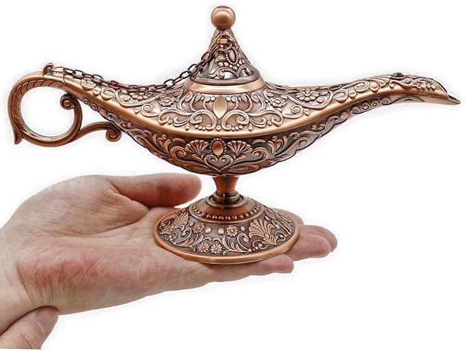 Classic Vintage Collectable Rare Legend Aladdin Magic Genie Costume Lamp Home Table Decoration & Gift, Red Bronze - LeafyLoom