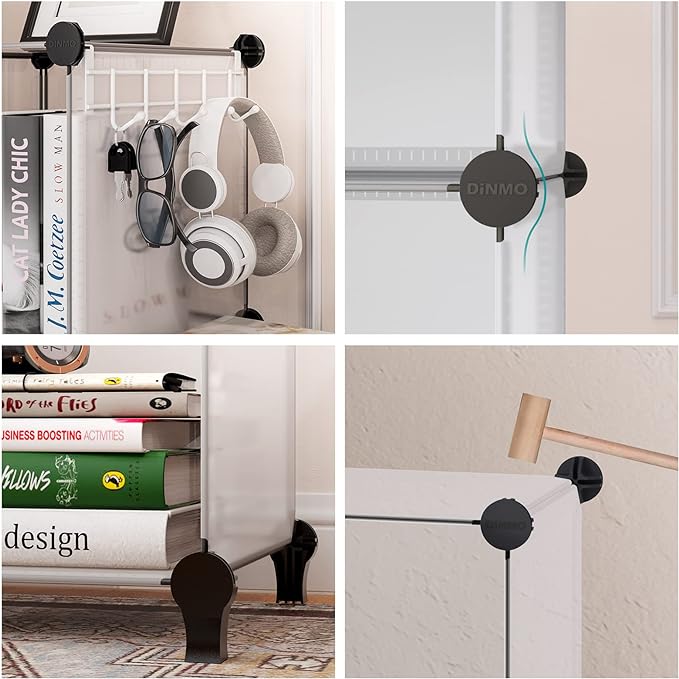16 Cubes Storage Organizer, Bookcase, Display Shelf with Wooden Mallet, Cabinet Storage for Kids, Adult, Office, Bedroom, Bathroom, White - LeafyLoom
