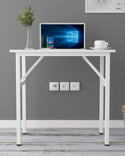 SogesGame 31.5 inches Small Desk Computer Desk for Small Space Small Folding Table Small Writing Desk Compact Desk Foldable Desk No Install Needed, White - LeafyLoom