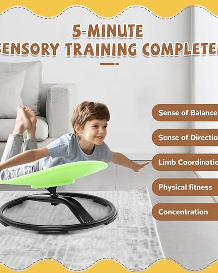 Zhenx Spinning Chair for Kids, Autism Kids Swivel Chair, Kids Sensory Chair, Spinning Chair for Autistic Kids & ADHD Children, Sit and Spin Training Body Coordination(Green) - LeafyLoom