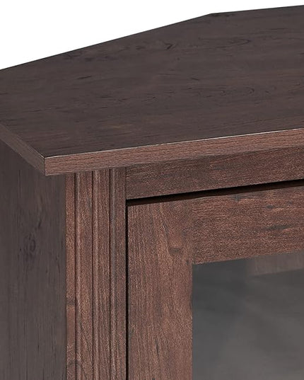 ROCKPOINT Modern Farmhouse 44inch Corner Universal TV Stand Living Room Storage Console, Entertainment Center,Brown - LeafyLoom