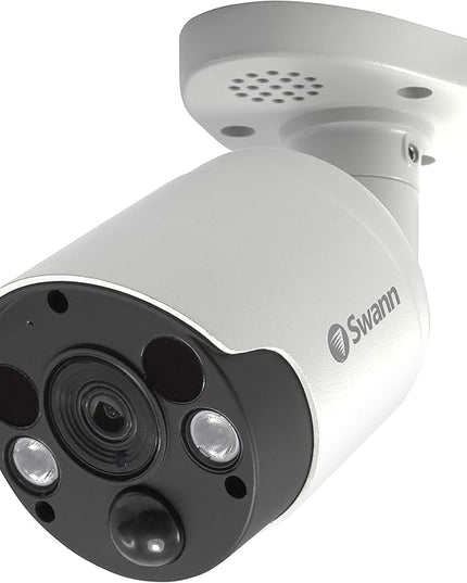Swann Home Security Camera, POE Cat5e NVR 4K HD Video, Indoor or Outdoor Wired Surveillance CCTV, Color Night Vision, Heat Motion Detection, LED Lights, Metal Housing, Face Recognition, 2-Way Talk SwannUSA