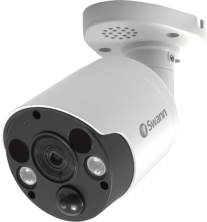 Swann Home Security Camera, POE Cat5e NVR 4K HD Video, Indoor or Outdoor Wired Surveillance CCTV, Color Night Vision, Heat Motion Detection, LED Lights, Metal Housing, Face Recognition, 2-Way Talk SwannUSA