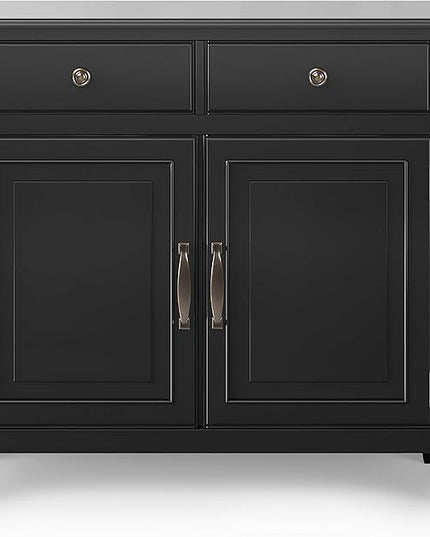 SIMPLIHOME Connaught SOLID WOOD 40 inch Wide Traditional Entryway Storage Cabinet in Black for the Living Room, Entryway and Family Room - LeafyLoom