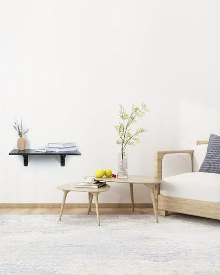 Folding Wall Desk, Wall Desk Fold Down Wall Mounted Desk for Small Space, Floating Desk (Black, Medium) - LeafyLoom