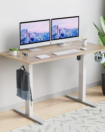 Sweetcrispy Electric Standing Desk, 40 x 24in Adjustable Height Electric Stand up Desk Standing Computer Desk Home Office Desk Ergonomic Workstation with 3 Memory Controller, Bamboo Texture - LeafyLoom