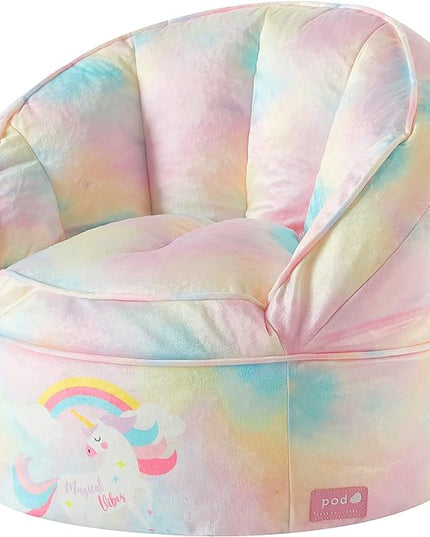 Idea Nuova Unicorn Round Bean Bag Chair for Kids, Ages 3+, Large - LeafyLoom