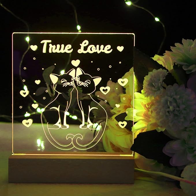 2Pcs 11.8" Rectangle Wooden Display Stand, Warm Light Wooden Lighted Base Wood Rectangle Led Display Pedestal Wood Night LED Light Lamp Base for Crystal Glass Resin Art - LeafyLoom