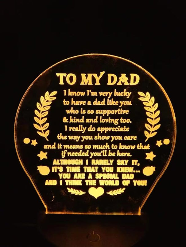 3D lamp Dad Gifts from Daughter Son, Father's birthday Gift Night Light, 7 Colors Engraved Thanksgiving Day Gift for Dad,to My Dad Birthday Gifts from Kids, Idea for Fathers Day - LeafyLoom
