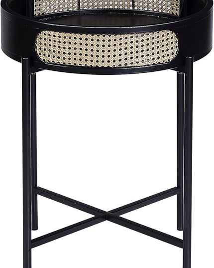 NicBex Coffee Table Wooden Coffee Table with Storage Round Center Tables with Strong Metal Legs End Table for Living Room, Dining Room, Office, and Bedroom,22" W, Black - LeafyLoom