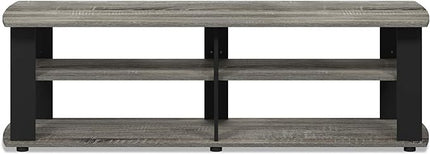 FURINNO Nelly Entertainment Center TV Stand, Short 43.3"(W) x13.4(H) x13.1(D), French Oak Grey/Black - LeafyLoom