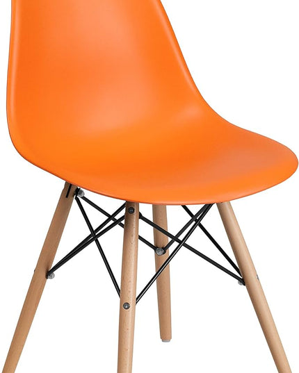 Flash Furniture 2 Pack Elon Series Orange Plastic Chair with Wooden Legs - LeafyLoom