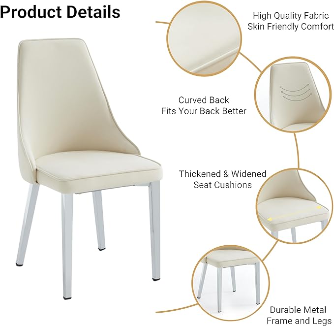 Dining Chairs Set of 2, Modern and Minimalist Leisure Backrest Velvet Chairs. Leisure Upholstered Velvet Dining Chair with Gold Metal Chromed Legs - LeafyLoom