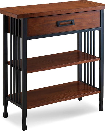 Leick Home SINCE 1912 Ironcraft Foyer Bookcase with Drawer Storage - LeafyLoom
