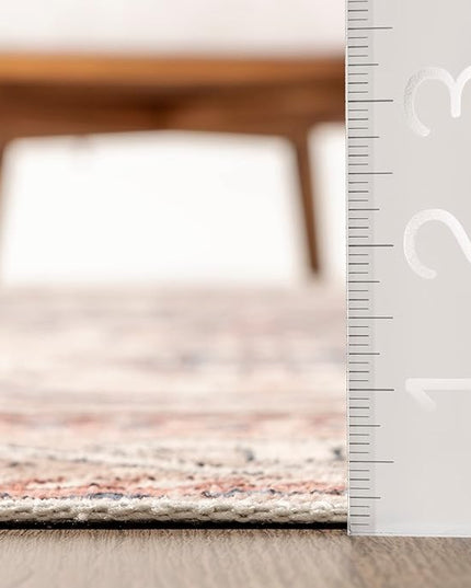 nuLOOM Órla Tribal Bordered Machine Washable Ultra Thin Area Rug, 5' x 8', Rust - LeafyLoom