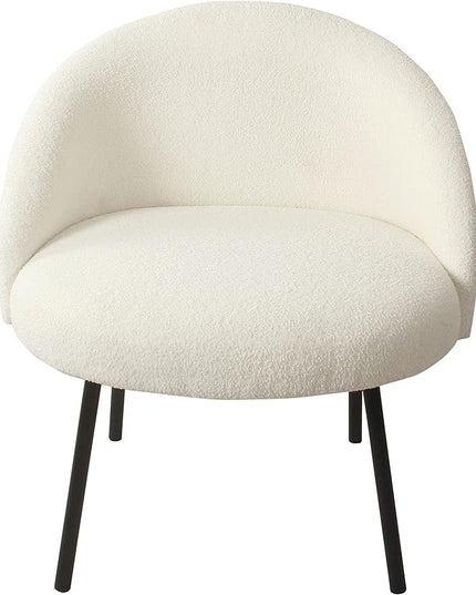 Homepop Home Decor Upholstered Modern Accent Chair Accent Chairs for Living Room & Bedroom Decorative Home Furniture, Sherpa Cream - LeafyLoom