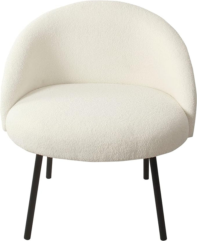 Homepop Home Decor Upholstered Modern Accent Chair Accent Chairs for Living Room & Bedroom Decorative Home Furniture, Sherpa Cream - LeafyLoom