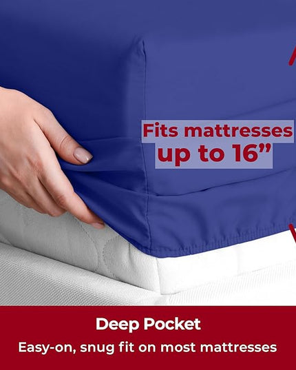 Mellanni Full Sheets Set - 4 PC Iconic Collection Bedding Sheets & Pillowcases - Hotel Luxury, Extra Soft, Cooling Bed Sheets - Deep Pocket up to 16 inch (Full, Royal Blue) - LeafyLoom