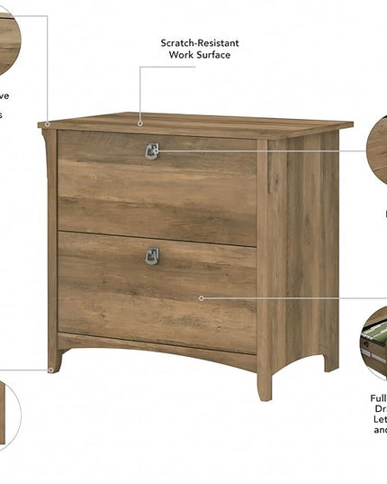 Bush SAF132RCP-03 Salinas 2-Drawer Lateral File Cabinet, Letter/Legal, Reclaimed Pine, 31.73-Inch - LeafyLoom