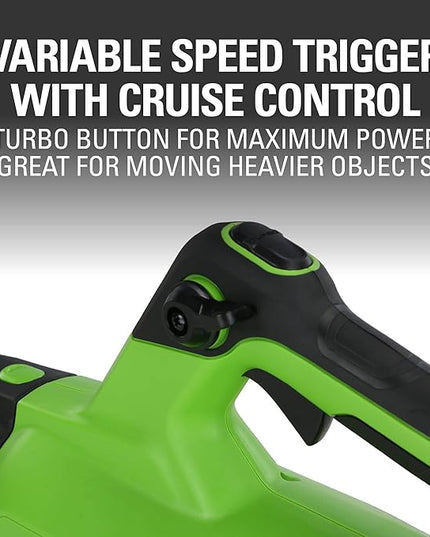 Greenworks 40V (130 MPH / 550 CFM / 75+ Compatible Tools) Cordless Brushless Axial Leaf Blower, Tool Only - LeafyLoom