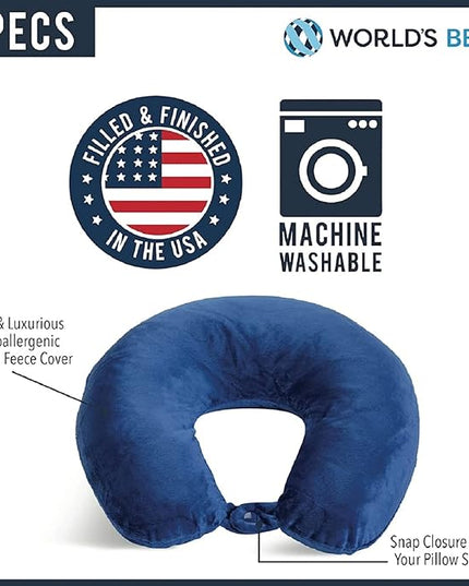 Adult Cozy Soft Microfiber Neck Pillow, Compact, Perfect for Plane or Car Travel, Purple - LeafyLoom