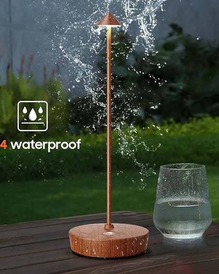 Set of 2 Rechargeable Cordless Table Lamp,6000mAh LED Battery Operated Desk Lamp Touch 3 Color Dimming Portable Outdoor Waterproof Table Light for Patio/Restaurant/Dining/Home (Grain) - LeafyLoom