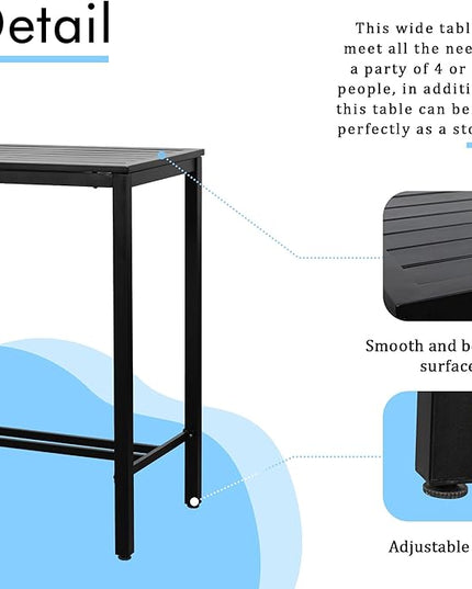 Shintenchi Patio Dining Sets, All Weather Textile Fabric Outdoor High Stool Bistro Set with 4 Bar Chairs and High Glass Table for Home, Backyard, Garden, Lawn, Porch, 5 Pieces - LeafyLoom