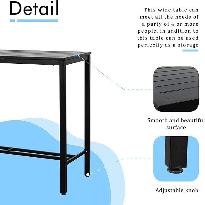 Shintenchi Patio Dining Sets, All Weather Textile Fabric Outdoor High Stool Bistro Set with 4 Bar Chairs and High Glass Table for Home, Backyard, Garden, Lawn, Porch, 5 Pieces - LeafyLoom
