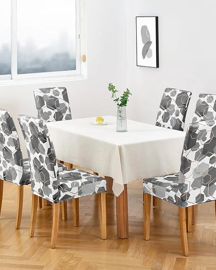 Gibelle Dining Room Chair Covers Set of 6, Soft Stretch Kitchen Chair Covers Slipcover Protector, Removable Washable Geometric Parson Chair Covers 6 Pack, Grey Gibelle