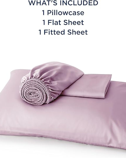 Bedsure Twin XL Sheet Set Dorm Bedding, Cooling Sheets Twin Extra Long Sheets, Rayon Derived from Bamboo, Deep Pocket Up to 16", Hotel Luxury Silky Bedding Sheets & Pillowcases, Lavender - LeafyLoom