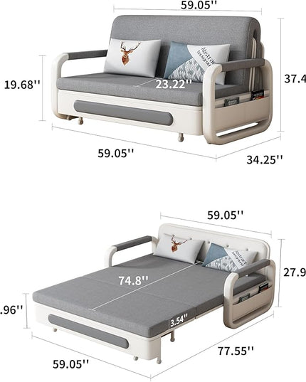 Pull Out Sofa Bed, Modern Tufted Convertible Sleeper Sofa, with Storage, Couch Bed for Living Room (34.25" D x 59.05" W x 37.4" H)… - LeafyLoom