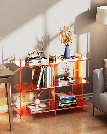 Acrylic Console Table, Entryway Table, Acrylic Bookshelf, 39.4'' x 11.8'' x 31.5'', Clear - LeafyLoom