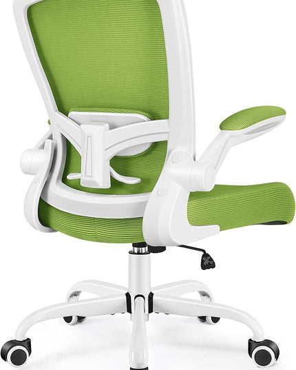 Office Chair, FelixKing Ergonomic Desk Chair Breathable Mesh Chair with Adjustable High Back Lumbar Support Flip-up Armrests, Executive Rolling Swivel Comfy Task Computer Chair for Home Office (Green) - LeafyLoom