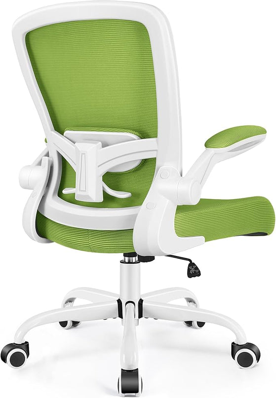 Office Chair, FelixKing Ergonomic Desk Chair Breathable Mesh Chair with Adjustable High Back Lumbar Support Flip-up Armrests, Executive Rolling Swivel Comfy Task Computer Chair for Home Office (Green) - LeafyLoom