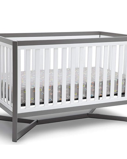 Delta Children Tribeca 4-in-1 Convertible Crib, White/Grey - LeafyLoom