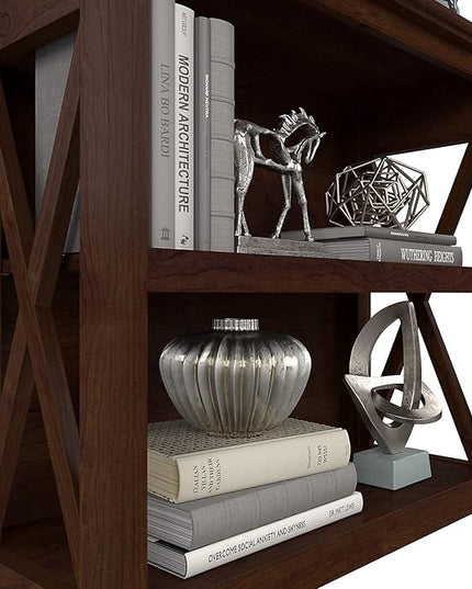 Bush Furniture Key West Small 2 Shelf Bookcase in Bing Cherry - LeafyLoom