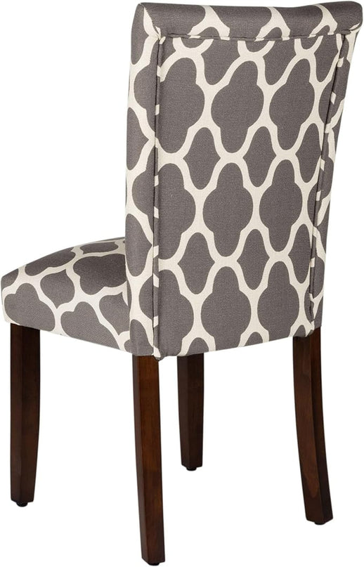 HomePop Parsons Classic Upholstered Accent Dining Chair, Set of 2, Grey and Cream Geometric - LeafyLoom