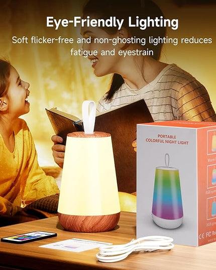 Dimmable Night Light Touch Lamp for Bedroom Rechargeable Remote Bedside Lamp Portable Hanging Table Lamp Changeable Warm White Light Perfect Toy Gift for Kids Adults - LeafyLoom