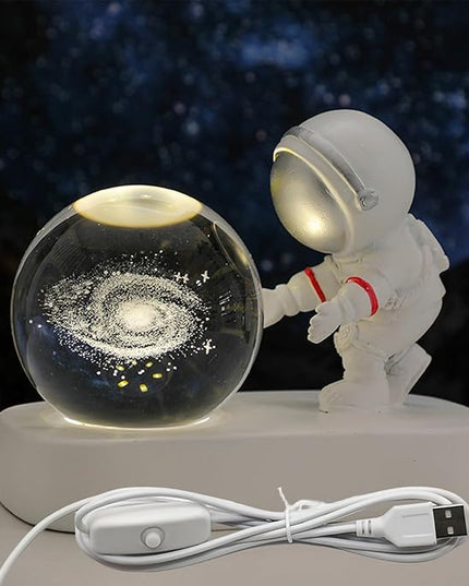 Table Lamp for Kids, 3D Galaxy Crystal Ball Super Soft Illumination LED Small Night Light USB Powered and Button Control Nightlight, Perfect for Gift - LeafyLoom